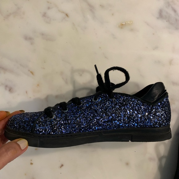Stuart Weitzman blue glitter sneakers. Size 6.5 - Picture 6 of 8